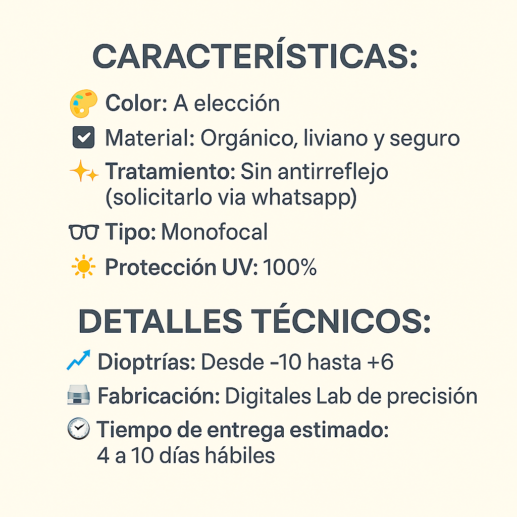 Cristales Graduados Digitales HD Clasicos Sol (laboratorio)