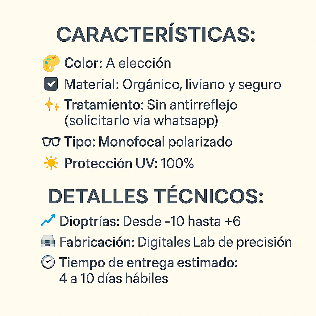 Cristales Graduados Digitales HD Polarizados de sol (laboratorio)
